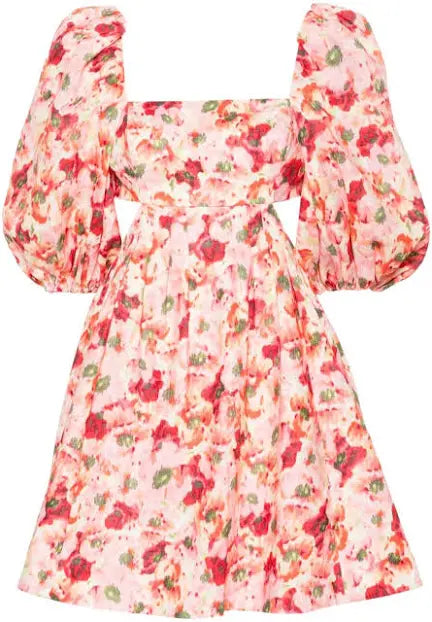 lightburst puff mini dress Zimmermann Lightburst Puff Mini Dress in Purple Floral