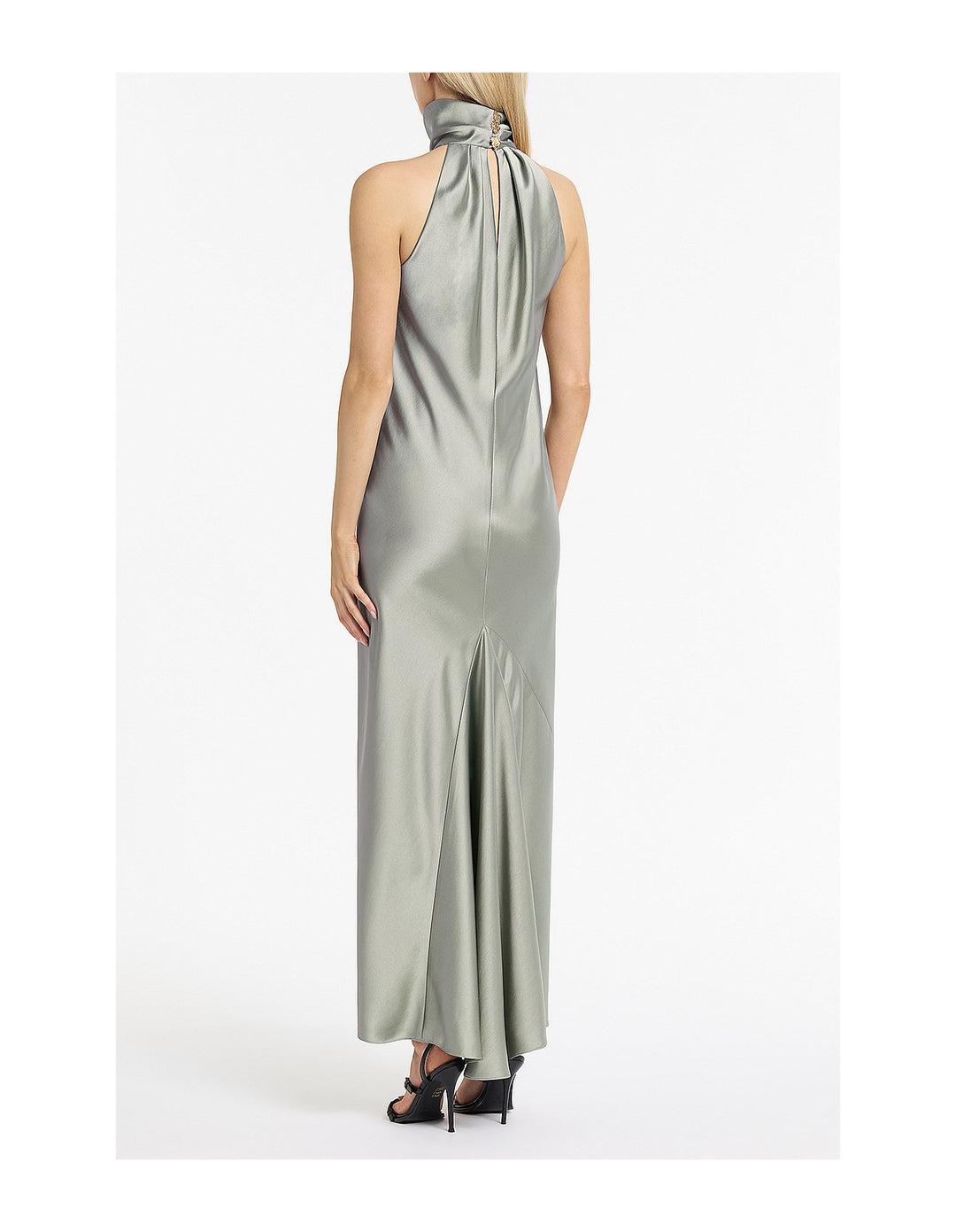 Silver Satin Bias Dress
