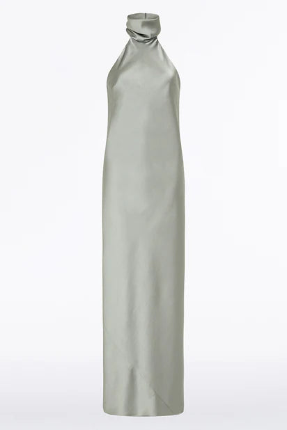 Silver Satin Bias Dress